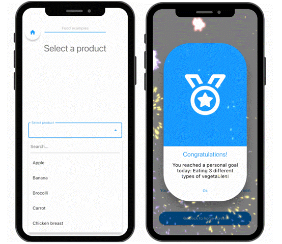 Instantaneously reward certain intake behavior in the m-path app.